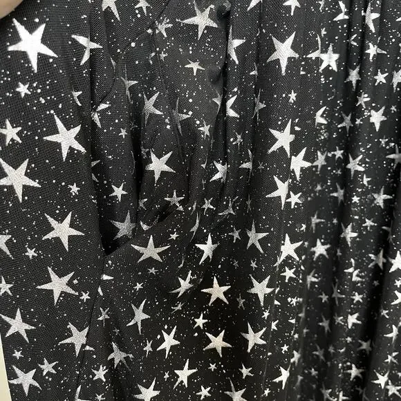 Cosmic Aura Star Silver Foil Mesh Tiered Maxi Dress Womens Plus 4X Whimsigoth 4 - Picture 10 of 11